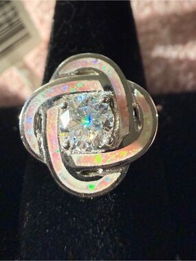 Sterling Silver Moissanite pink opal  Listing Created for Live Show